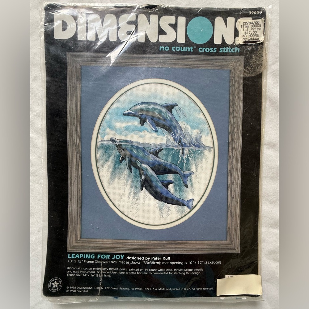 Dimensions Blue Dolphin Leaping For Joy No Count Cross Stitch Kit